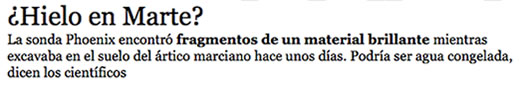 Hielo en Marte