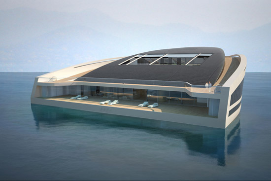 Yate y hotel de playa