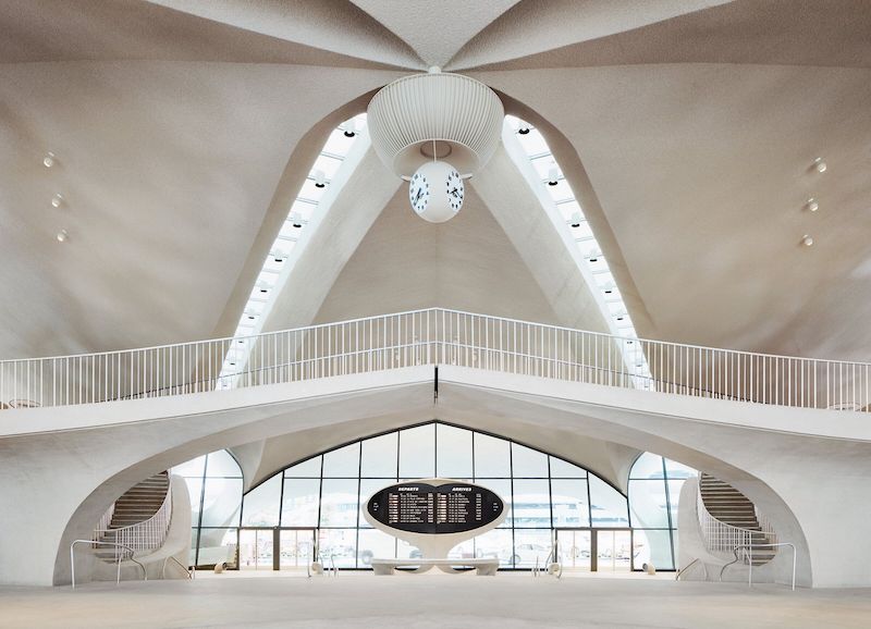 El lobby del nuevo twa hotel en Nueva York