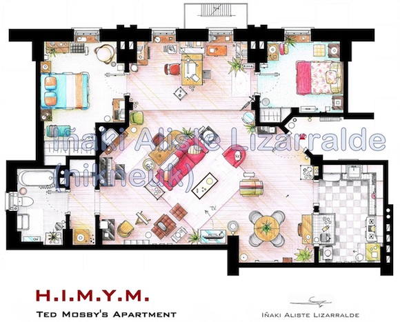 Plano del departamento de How I met your mother (Ted Mosby) Plano del departamento de How I met your mother (Ted Mosby)