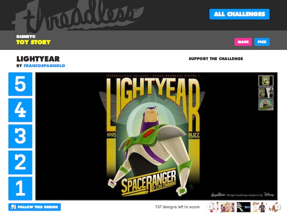 Votar a Buzz Lightyear en Threadless Votar a Buzz Lightyear en Threadless