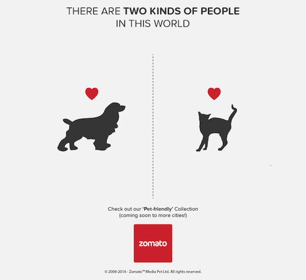 Zomato: perros o gatos (hay 2 tipos de personas)